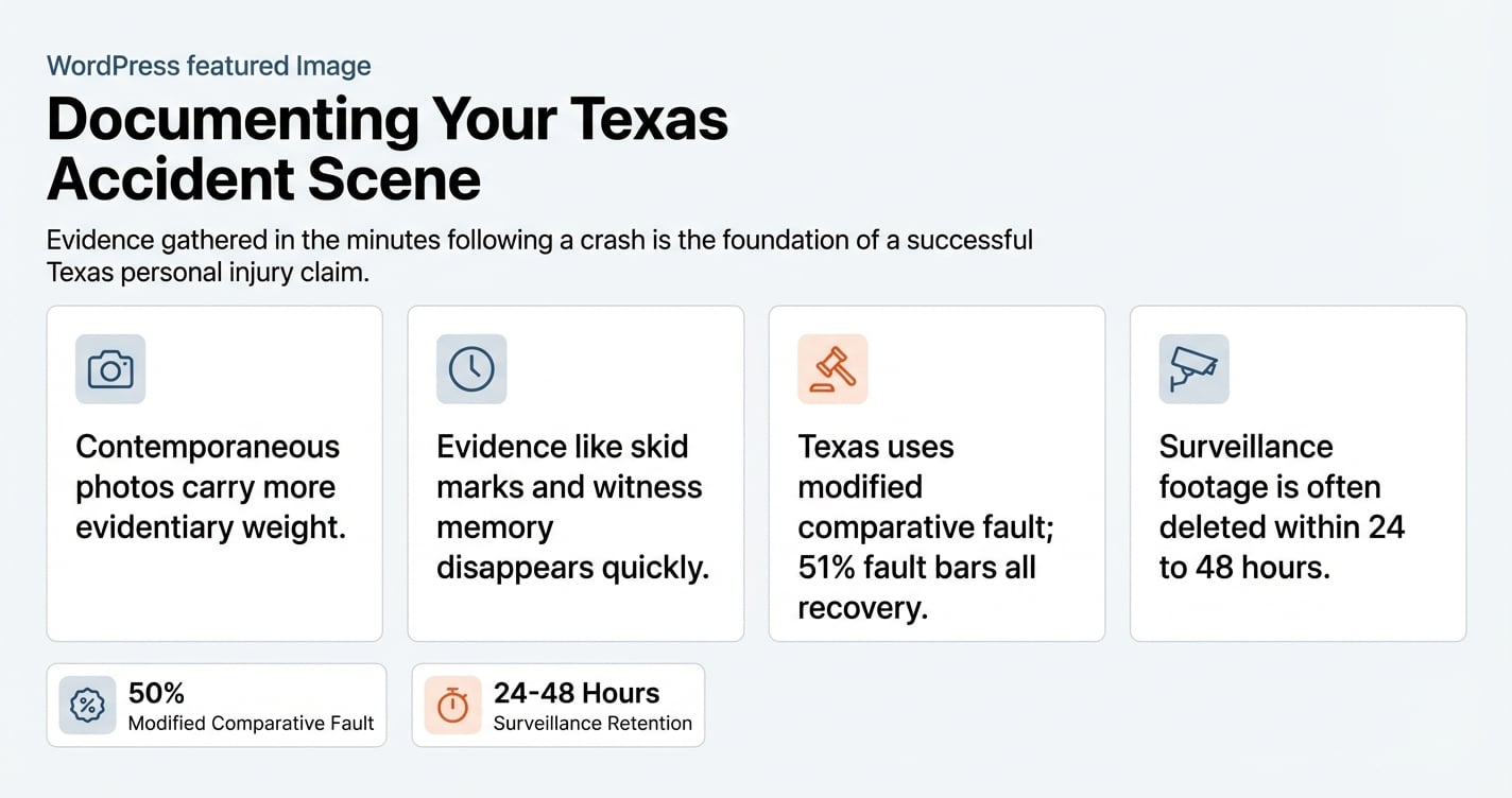 Documenting Your Texas Accident Scene: Photos, Witnesses, and Evidence That Win Cases