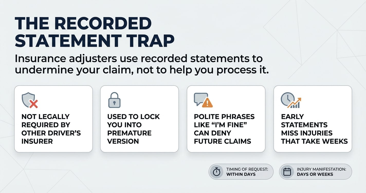 The Recorded Statement Trap: What to Know Before You Talk to the Insurance Adjuster