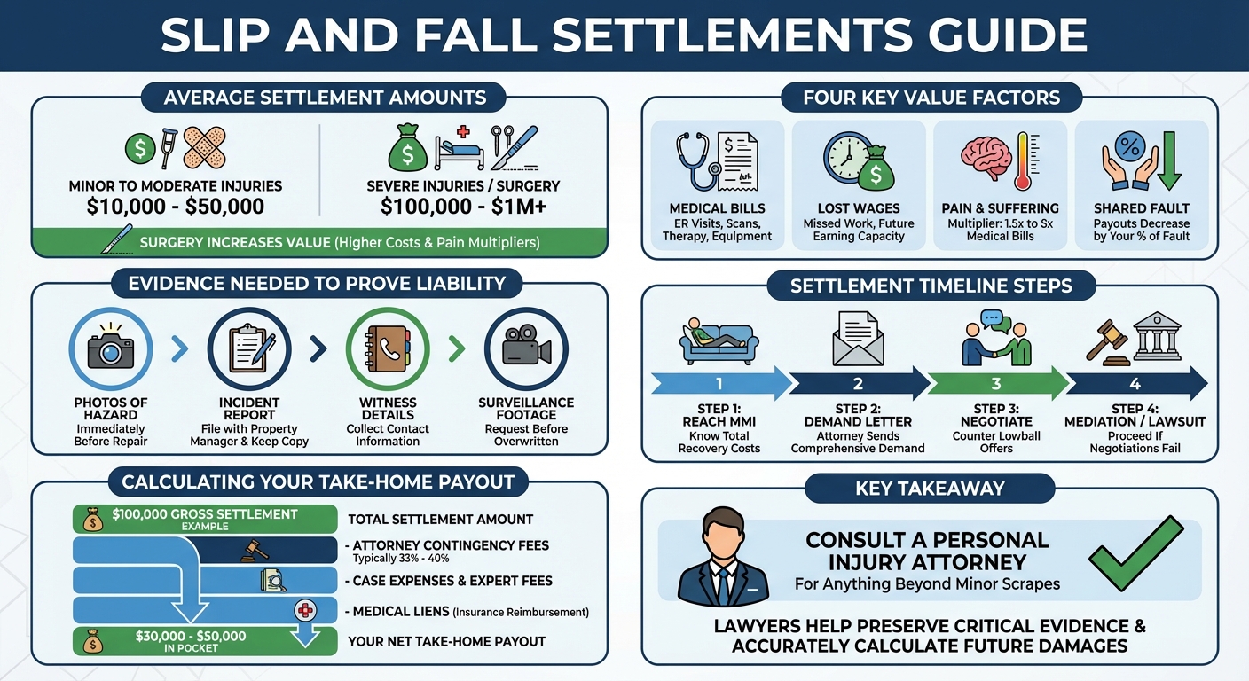 Slip and Fall Settlement Amounts: Average Payouts  Guide