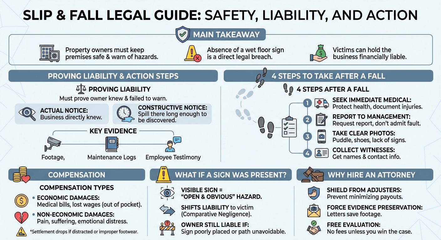 Slipping on a Wet Floor With No Sign: Legal Rights Payouts