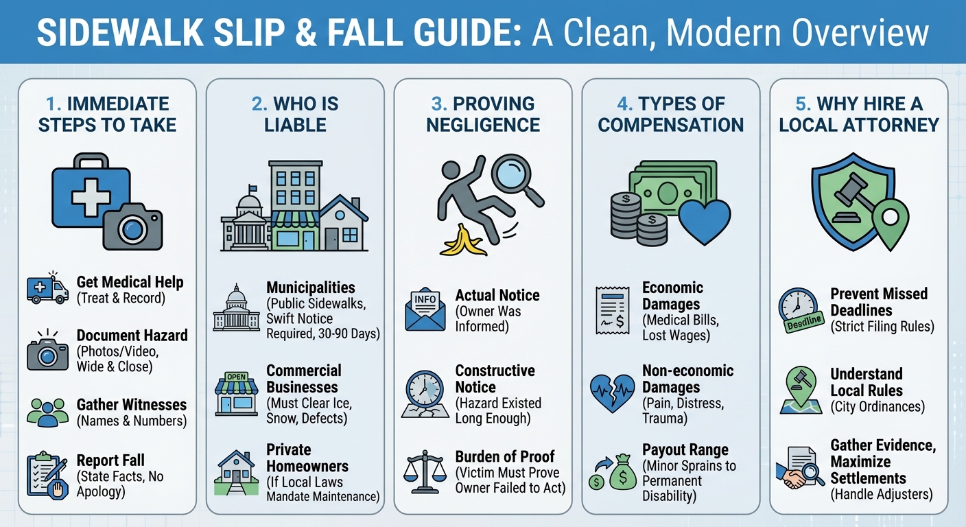 Slip and Fall on a Sidewalk: Who is Liable What to Do