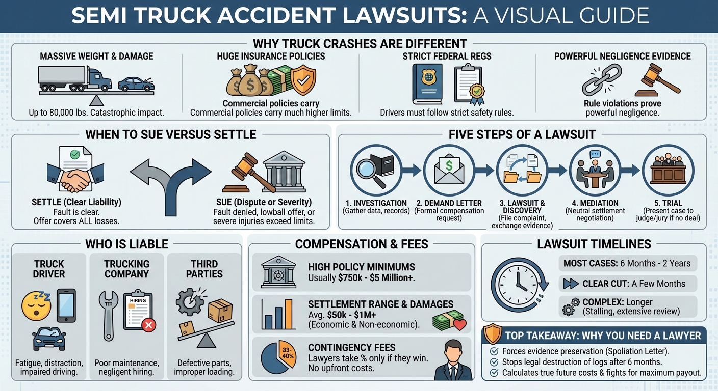 Semi-Truck Accident Lawsuit: Process, Settlements  Timeline