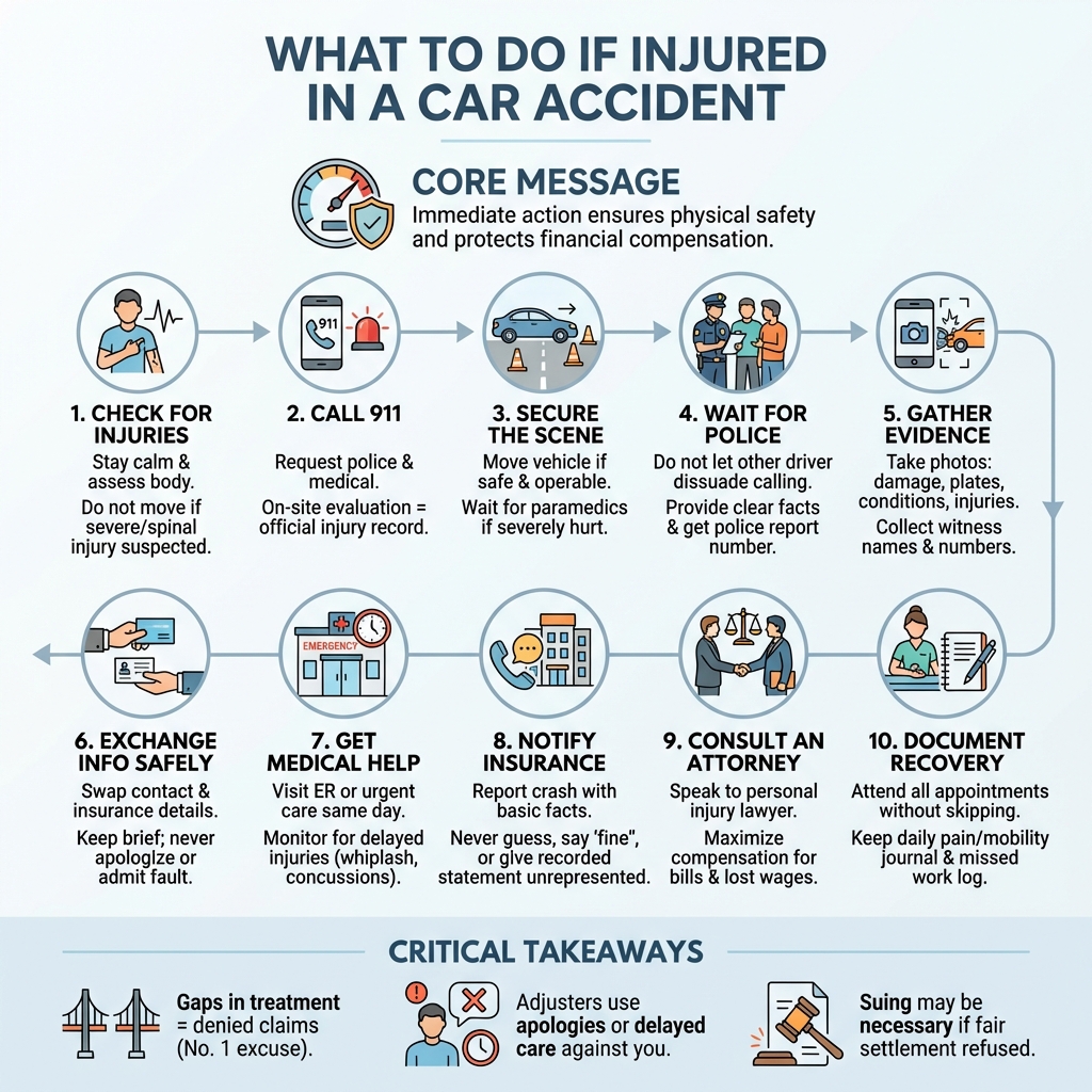 What to Do If Injured in a Car Accident: 10 Crucial Steps