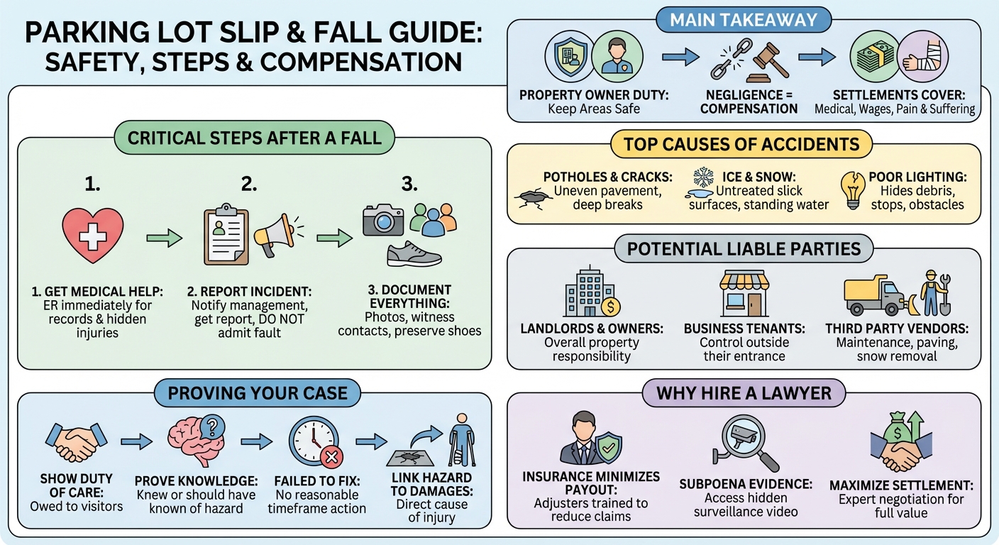 Slip and Fall in a Parking Lot: Who Is Liable What to Do