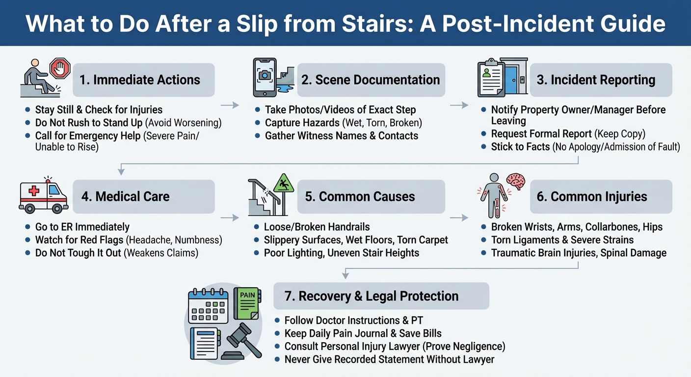 What to Do After a Slip From Stairs: Injuries Legal Guide