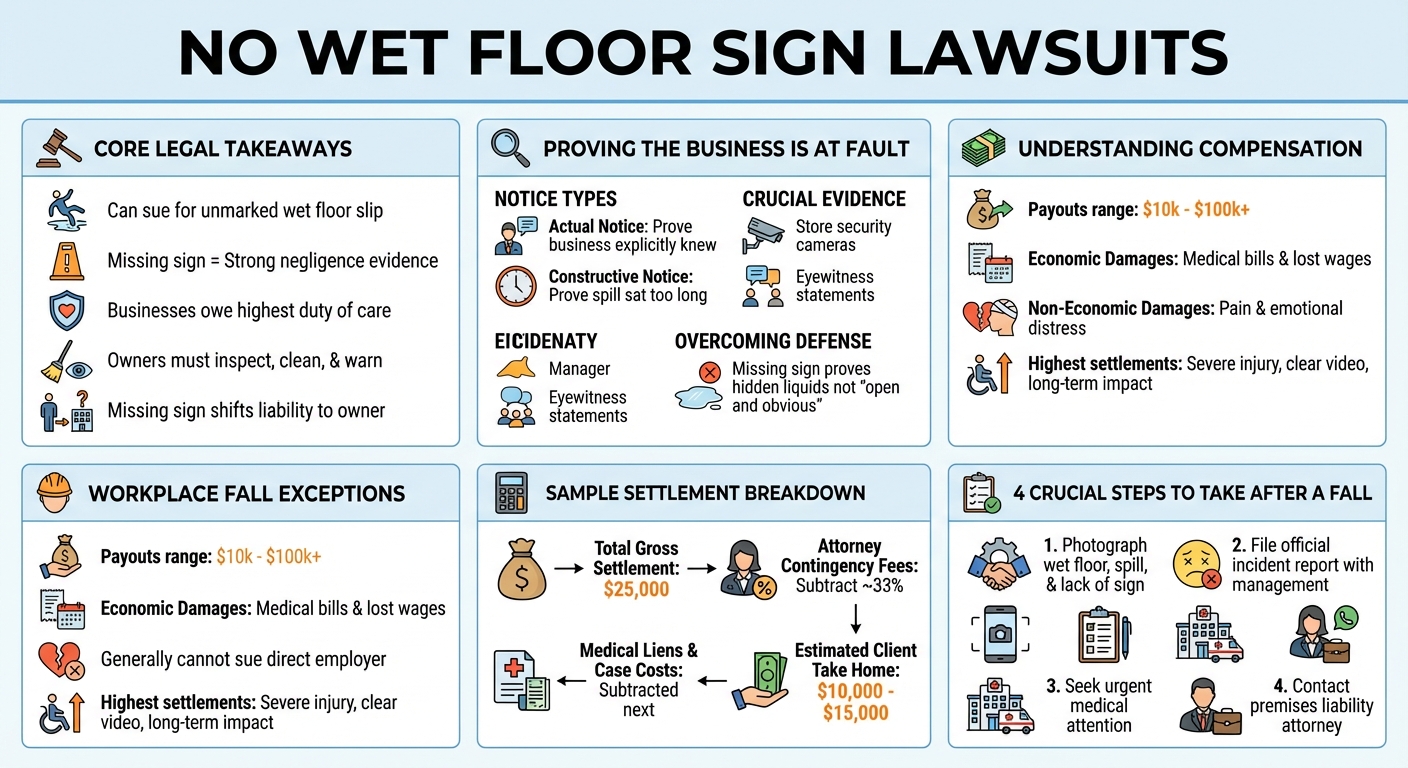 No Wet Floor Sign Lawsuit: Can You Sue for a Slip Fall?