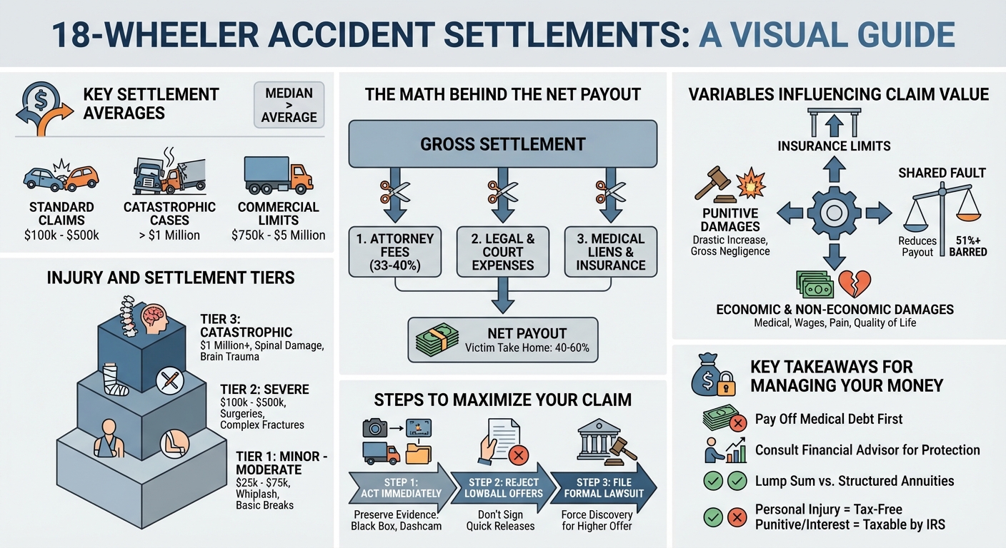 18-Wheeler Accident Claim Amounts: Average Settlements