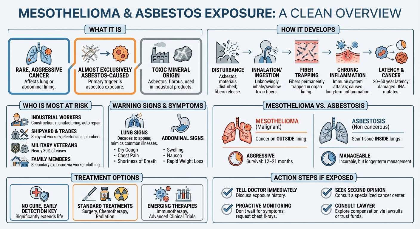 Asbestos and Mesothelioma: The Link, Symptoms Next Steps