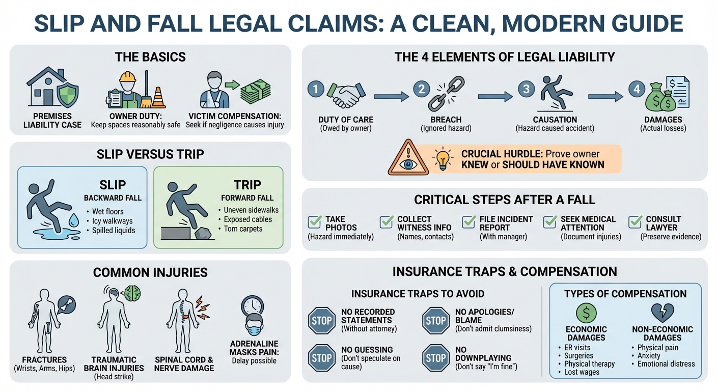 What is a Slip Fall? Causes, Injuries Legal Claims