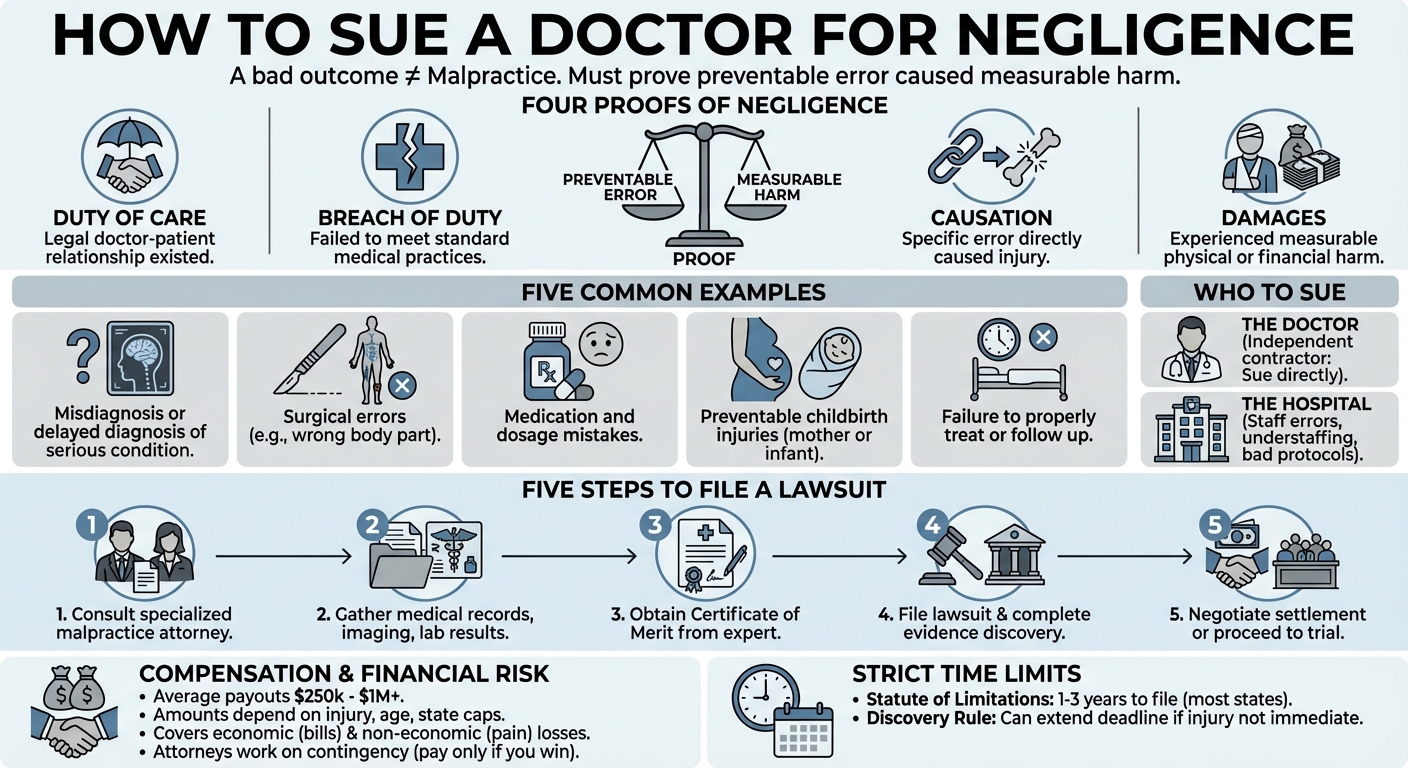 How to Sue a Doctor for Negligence (Medical Malpractice Guide)