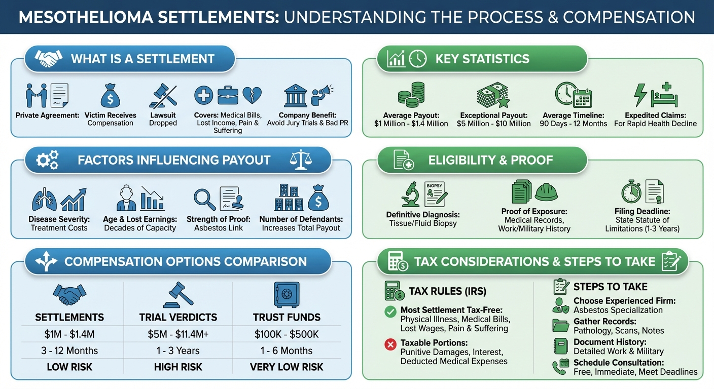 Mesothelioma Settlements: Average Payouts Timelines (2026)