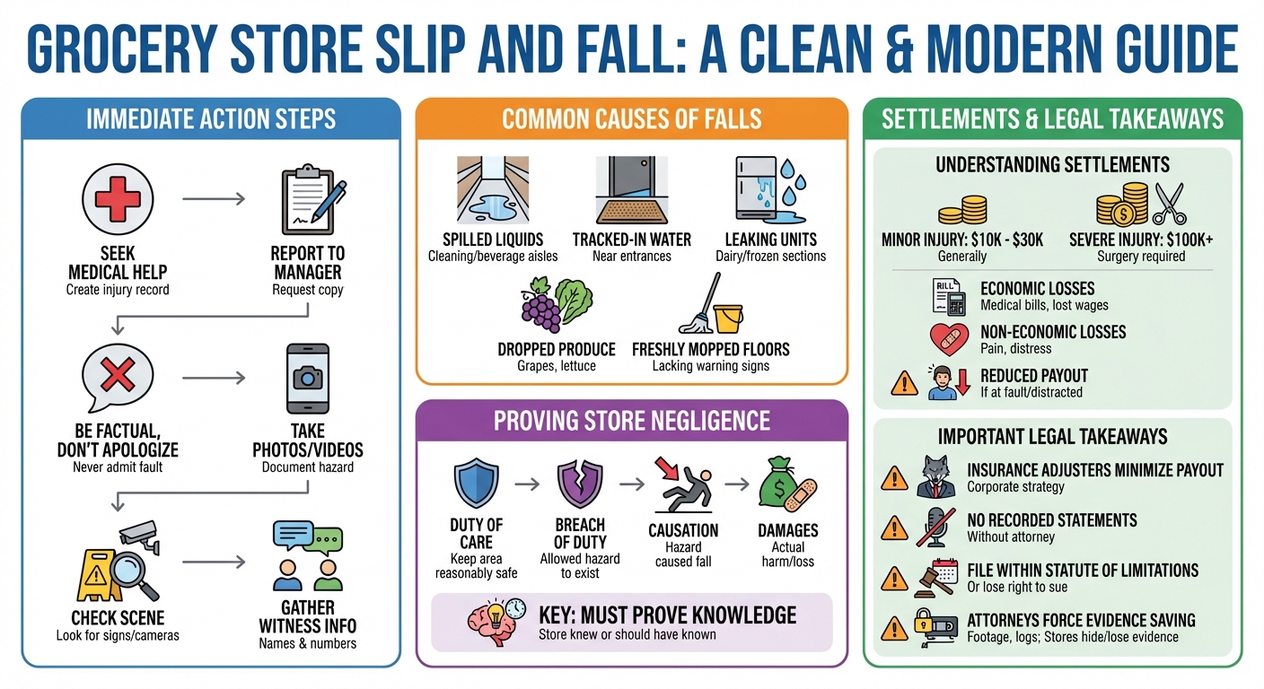 Slip and Fall in a Grocery Store: What to Do  Settlement Guide