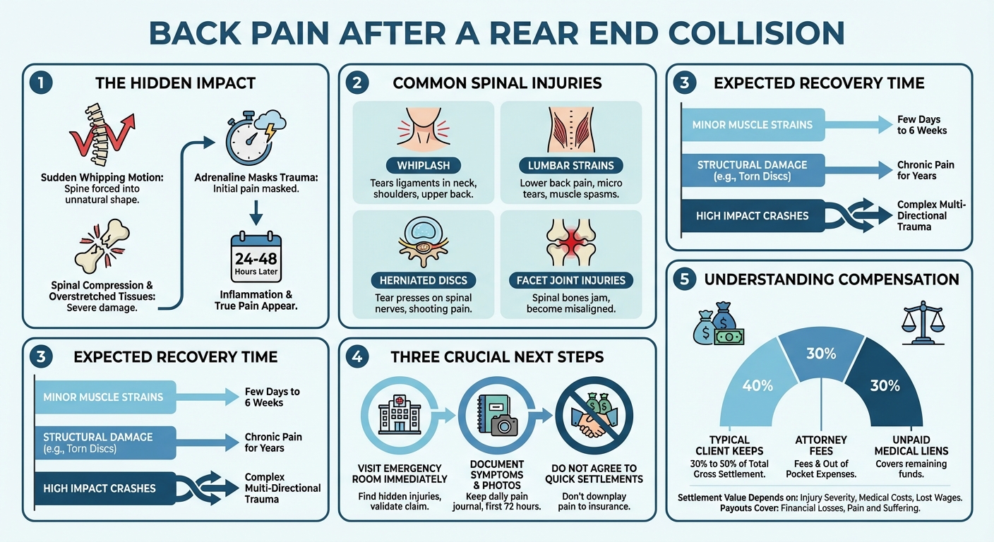 Back Pain After Being Rear-Ended: Symptoms Settlements