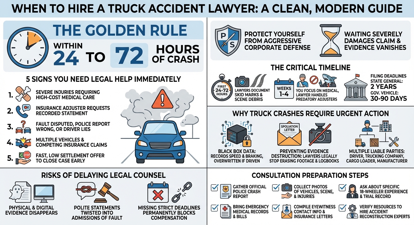 When to Consult a Lawyer for a Truck Accident: The 72-Hour Rule